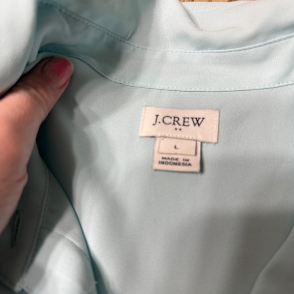 J. Crew Women's Size Large Light Blue Long Sleeve Button Down Shirt Blouse Sheer - Picture 5 of 10